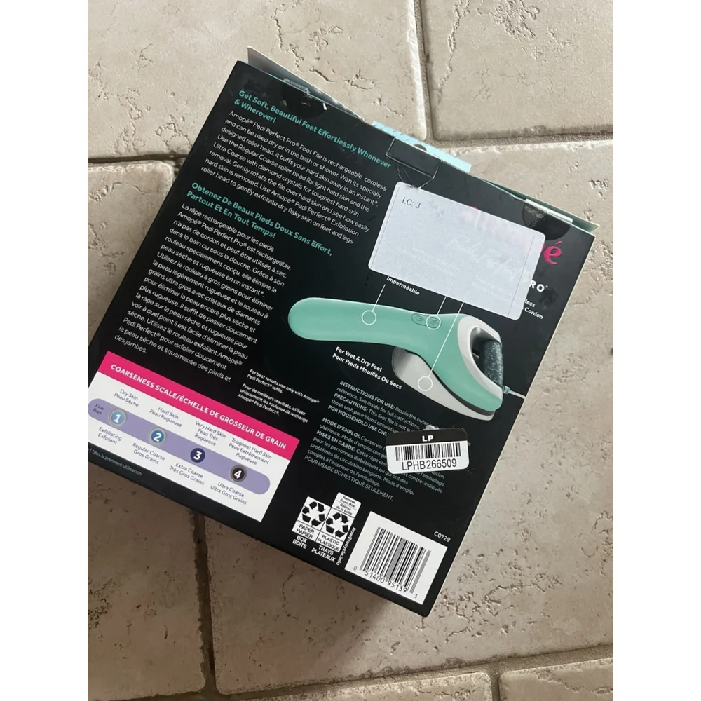 Amope Pedi Perfect Pro Rechargeable Foot File - Wet & Dry Callus Remover